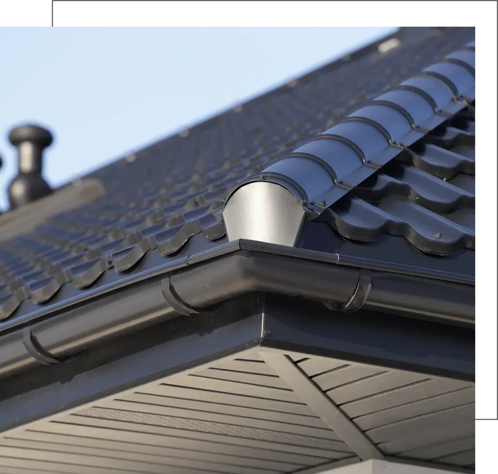 Modern metal roof with gutter system