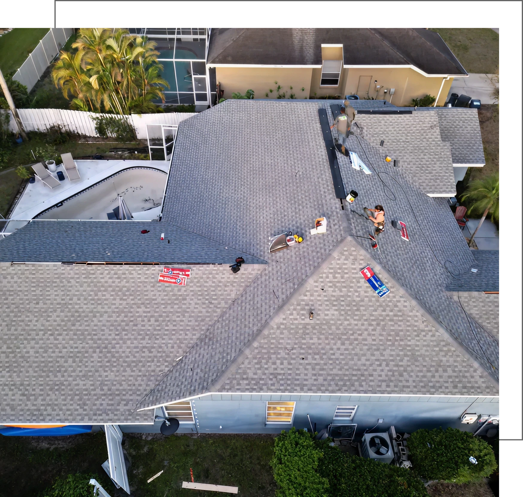 Residential roof maintenance work